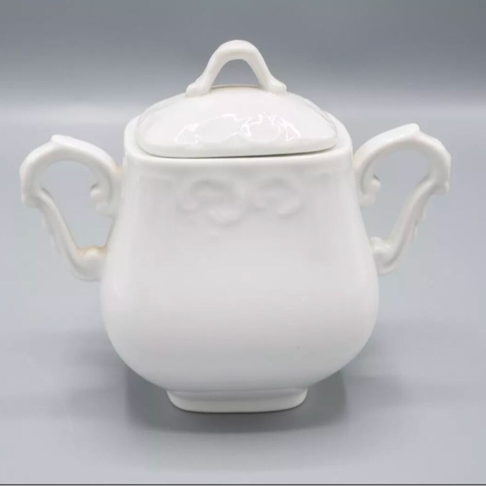 Classic White Fine Porcelain Sugar Bowl by Vista Alegre